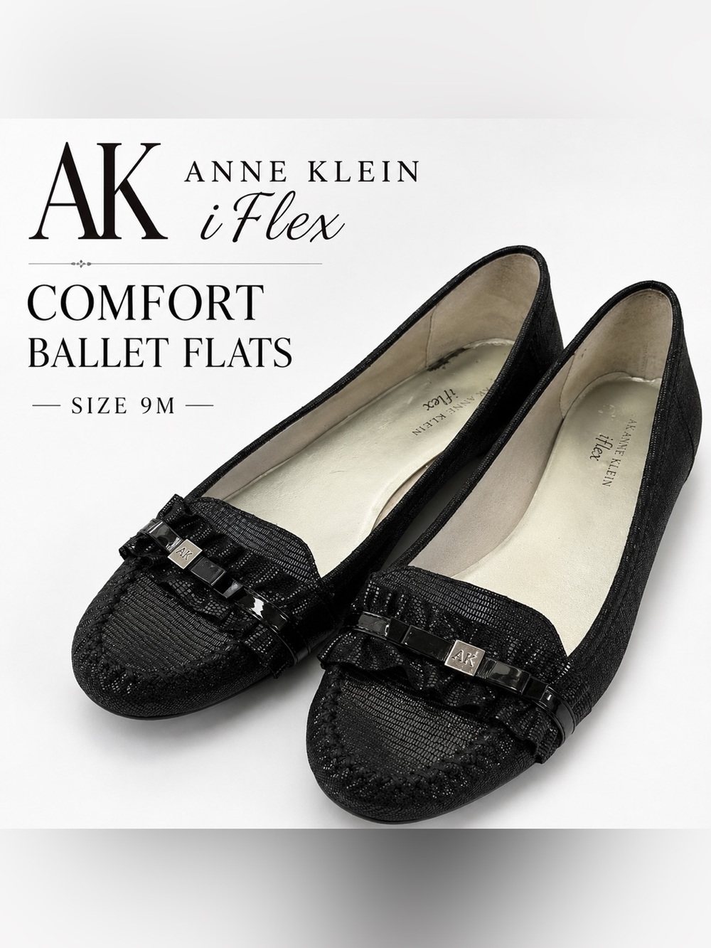 Anne Klein iFlex Black Comfort Ballet Flats